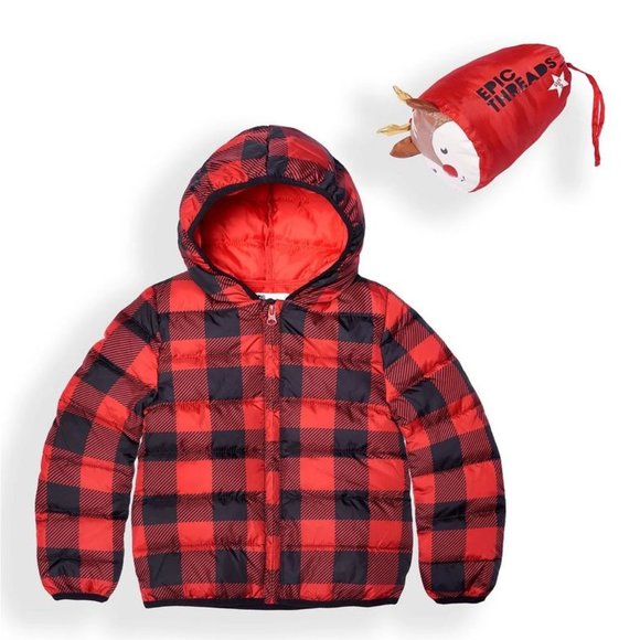 Little Boys Plaid Packable Jacket